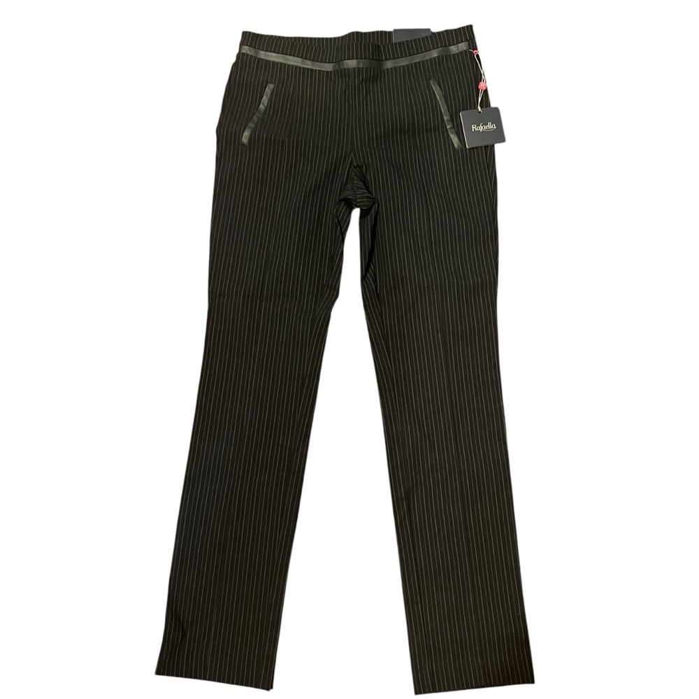 Rafaella Women Size 10 Black Stripe‎ Comfort Fit Slim Leg Ankle Length Pants